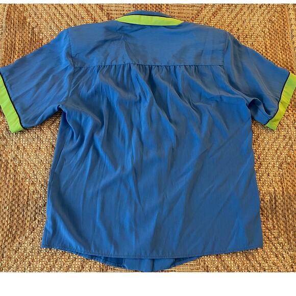 Vintage Lilli Ann Collections Blue and Green blouse Union Made SZ 12 - Picture 4 of 10